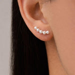 Freshwater Keshi Pearl Curved Bar Crawler Earrings