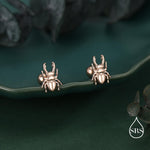 Sterling Silver Beetle 18G Screw Back Stud Earring with Ball Back