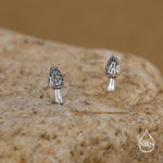 Sterling Silver Morel Mushroom Stud Earrings