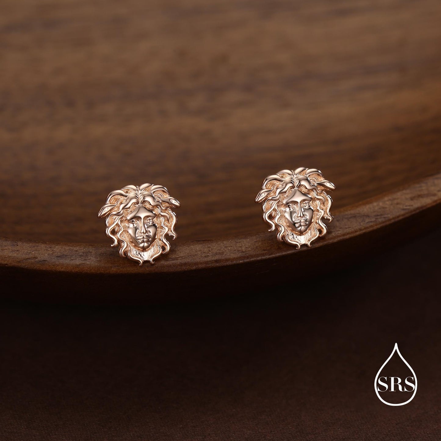 Sterling Silver Medusa Head Stud Earrings