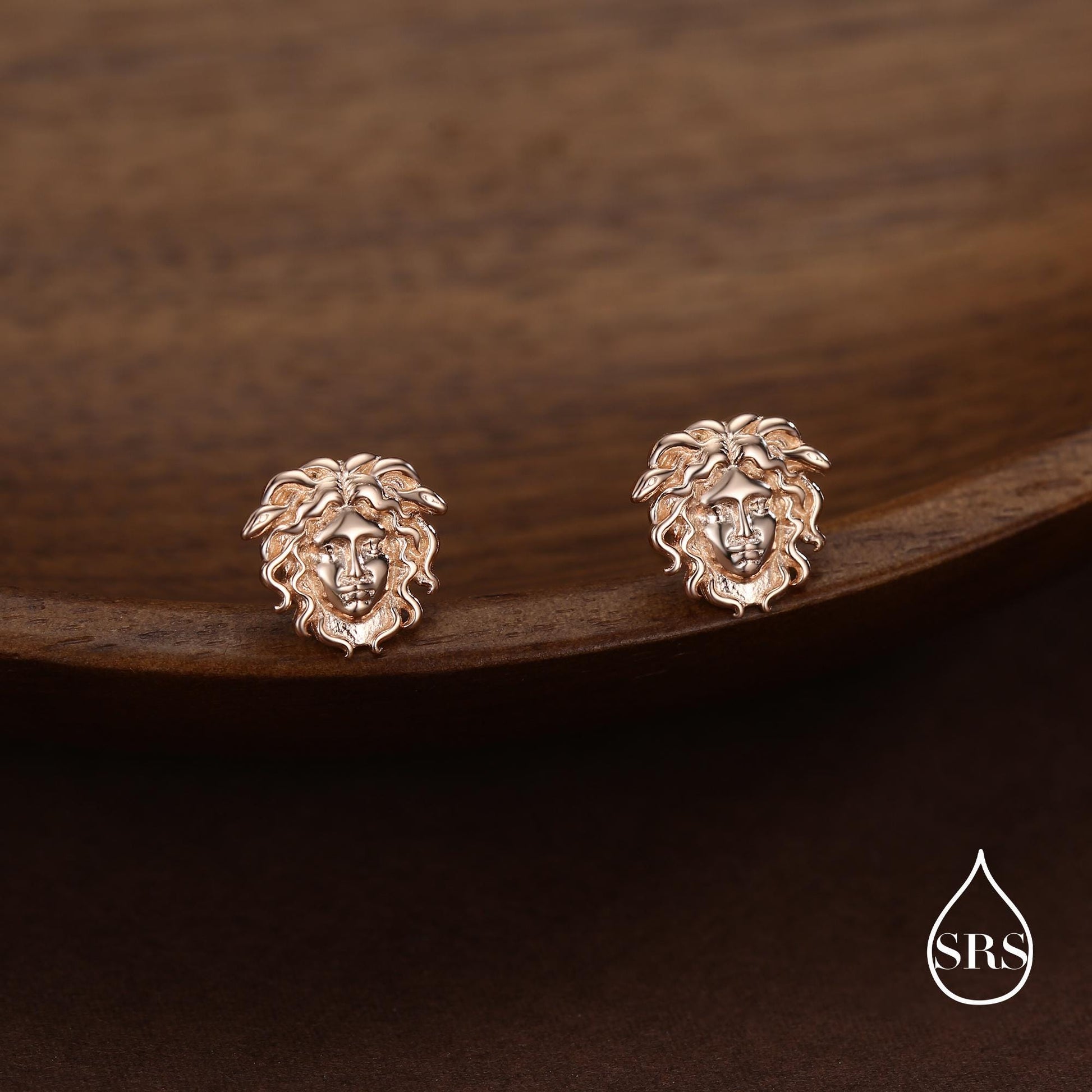 Sterling Silver Medusa Head Stud Earrings