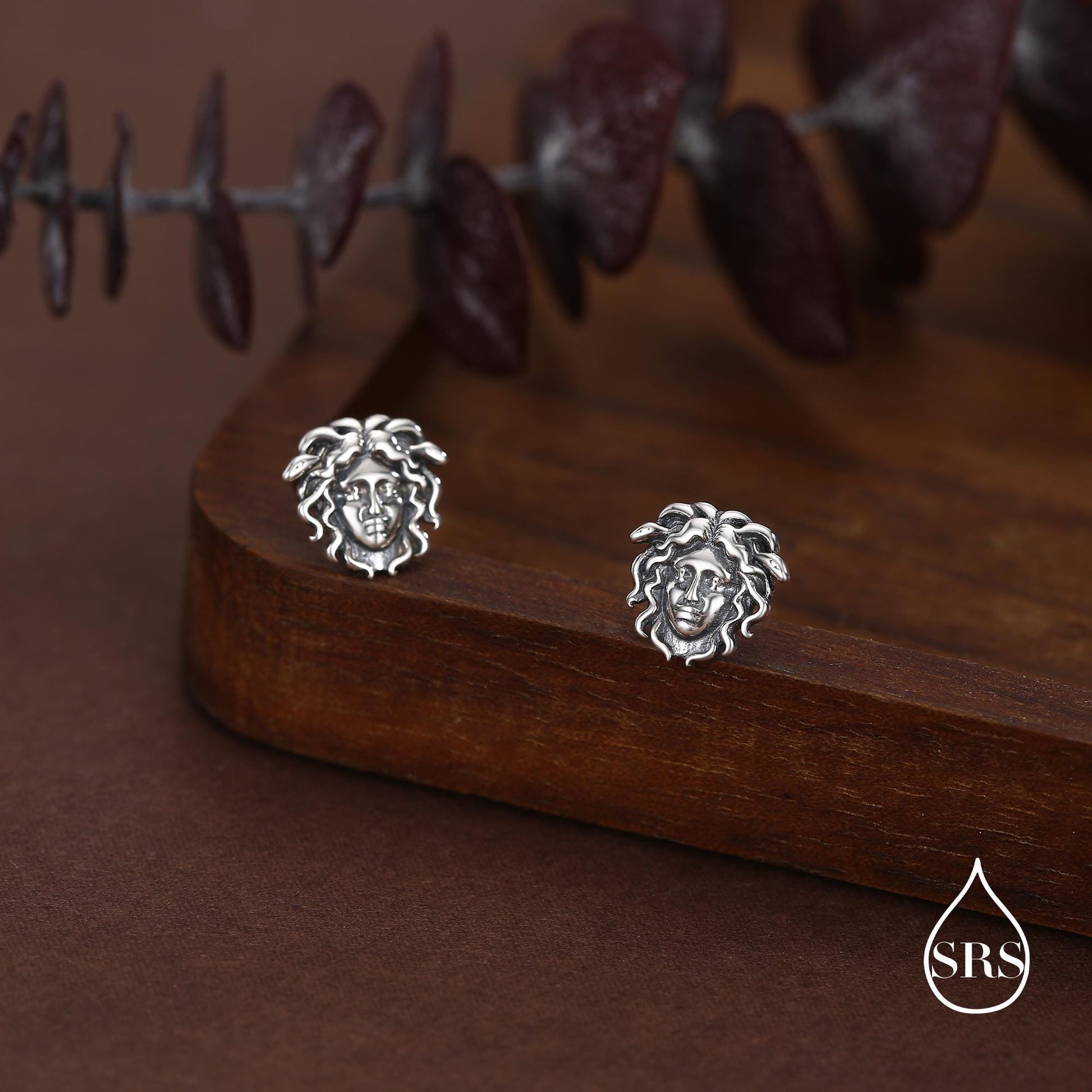 Sterling Silver Medusa Head Stud Earrings