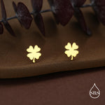 Four Leaf Clover Stud Earrings in Sterling Silver, Irish Earrings, Silver Gold or Rose Gold