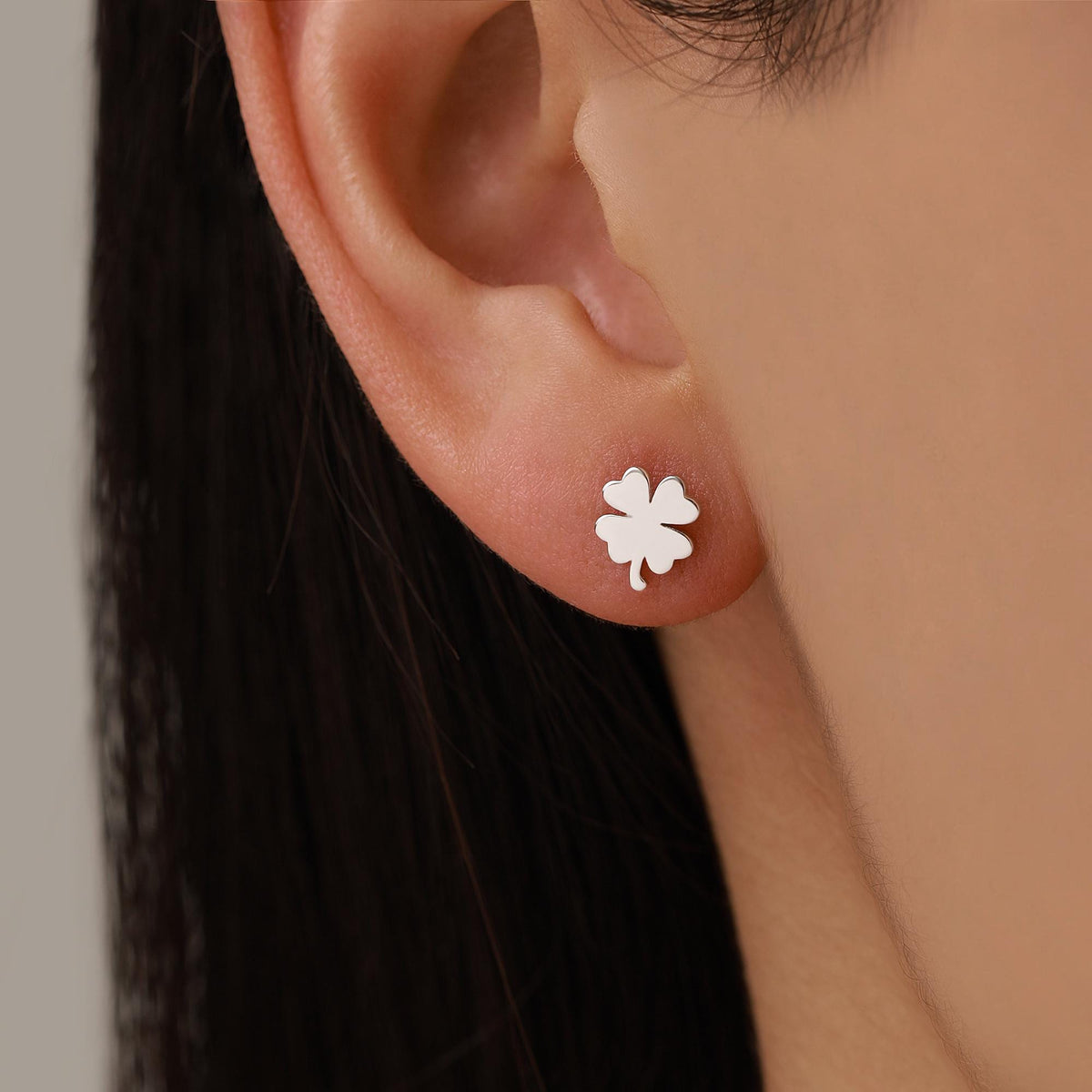 Four Leaf Clover Stud Earrings in Sterling Silver, Irish Earrings, Silver Gold or Rose Gold
