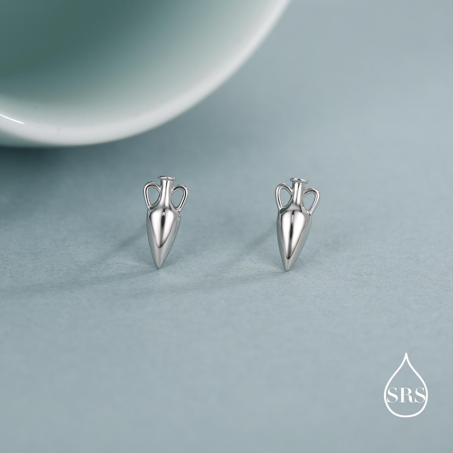 Sterling Silver Amphora Vase Stud Earrings