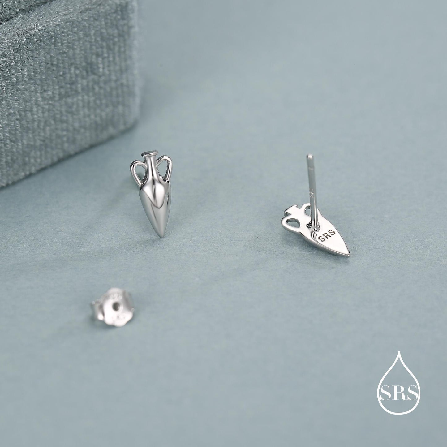 Sterling Silver Amphora Vase Stud Earrings