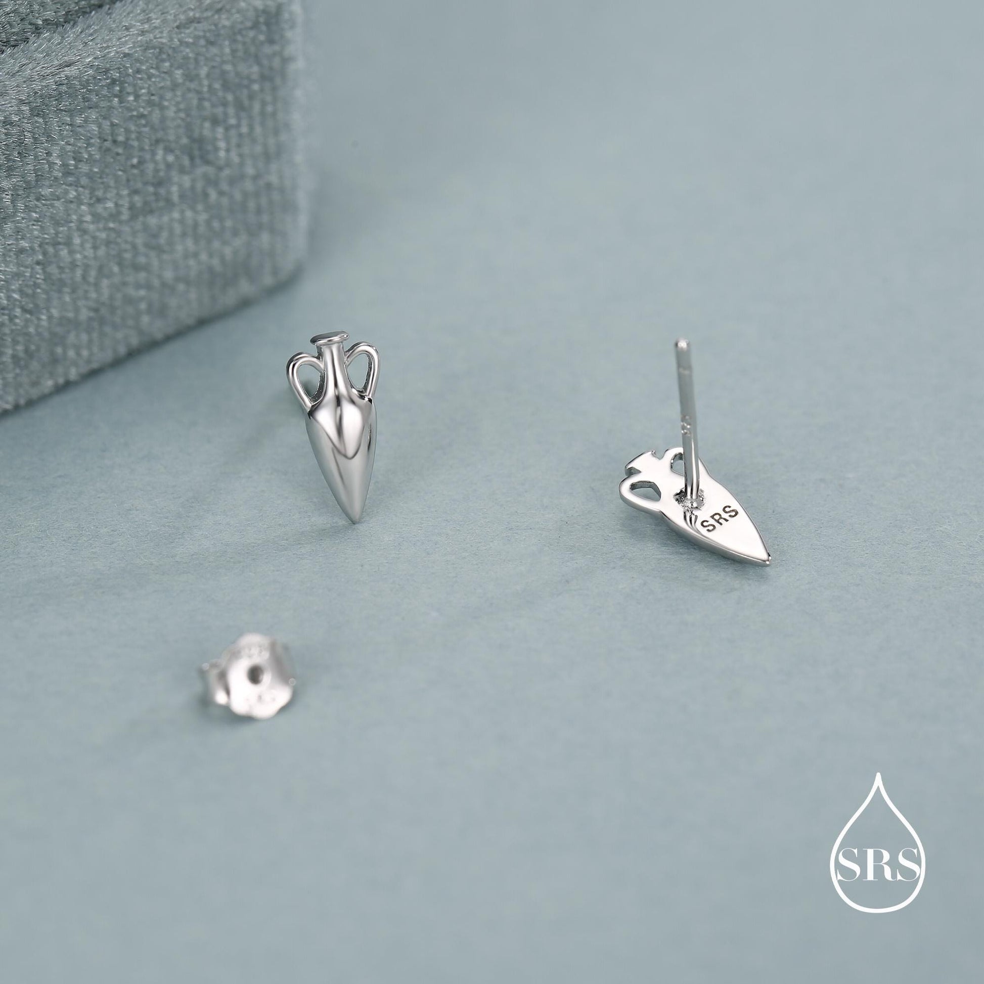 Sterling Silver Amphora Vase Stud Earrings