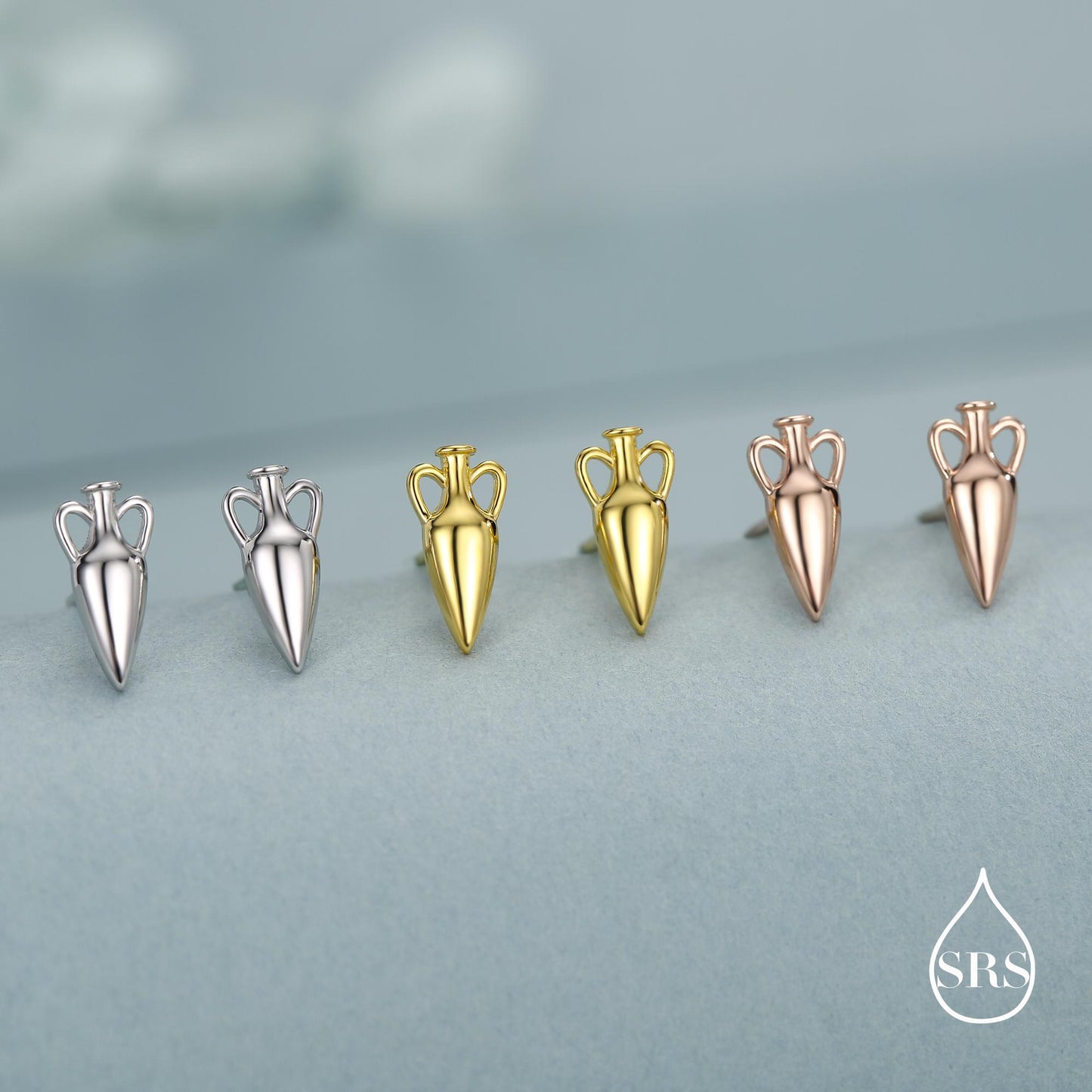 Sterling Silver Amphora Vase Stud Earrings