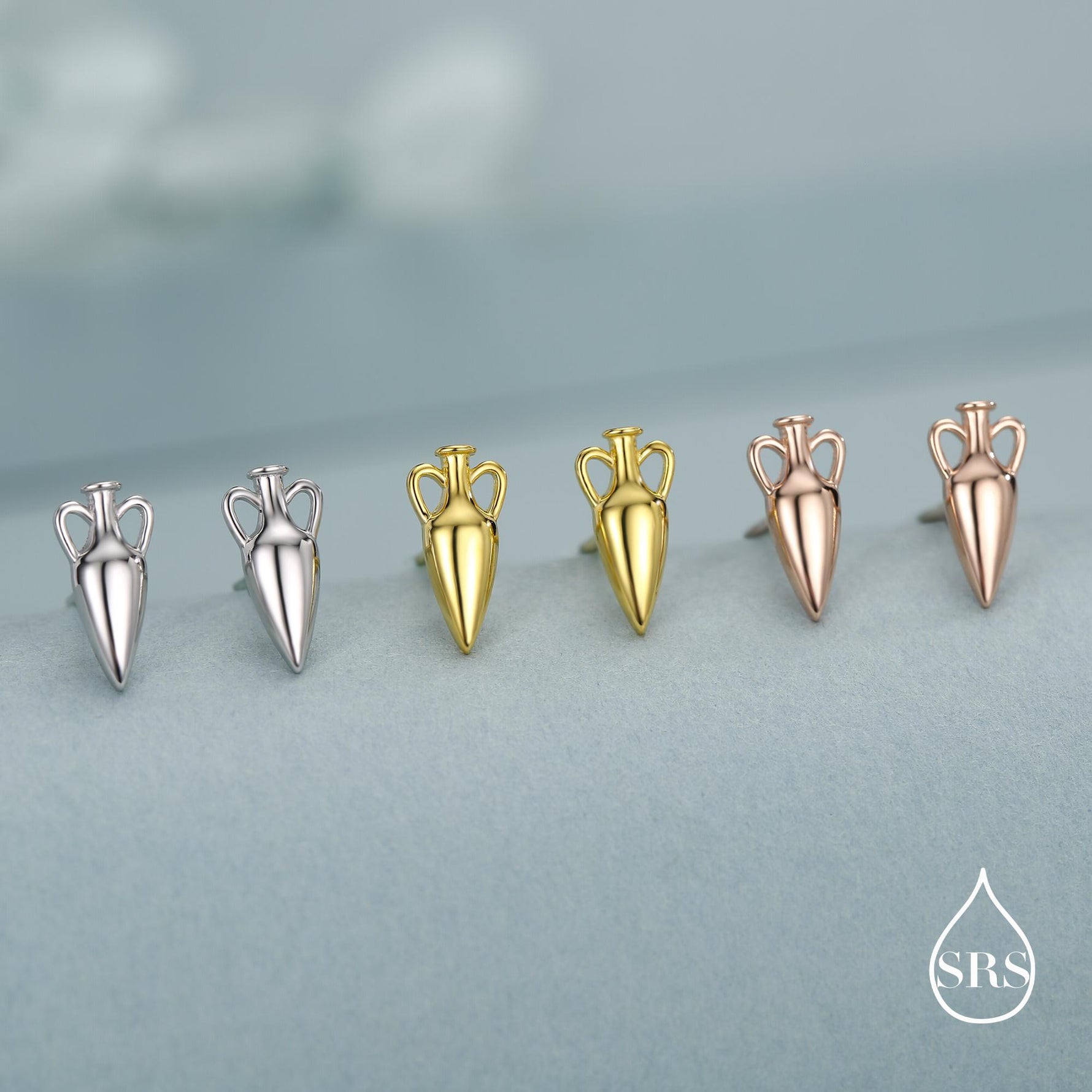 Sterling Silver Amphora Vase Stud Earrings