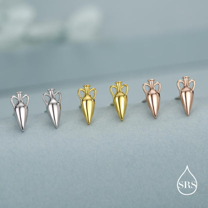 Sterling Silver Amphora Vase Stud Earrings