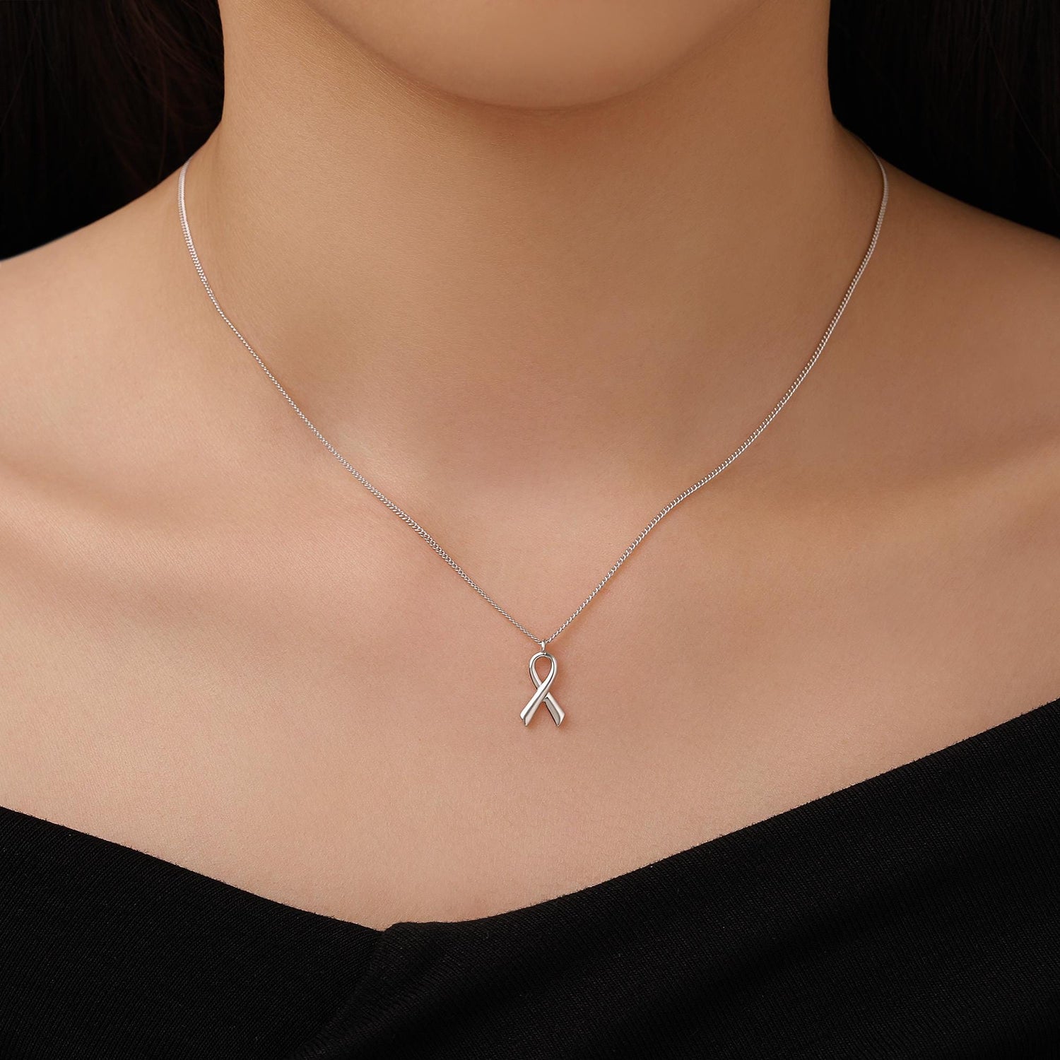 Sterling Silver Awareness Ribbon Necklace
