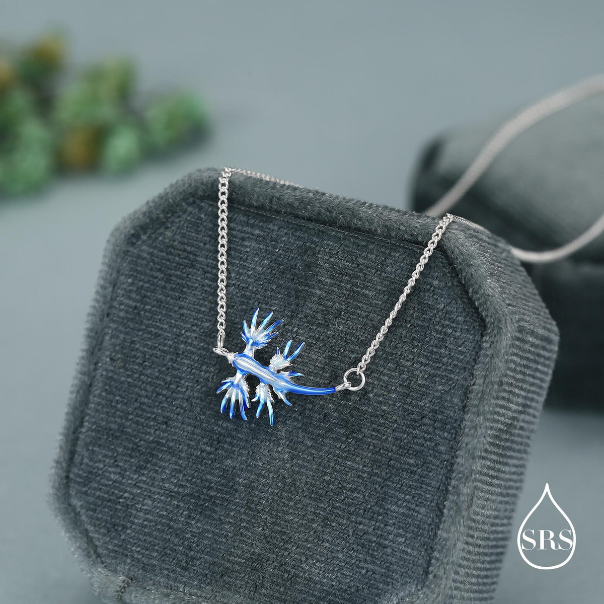 Blue Dragon Nudibranch Charm Necklace