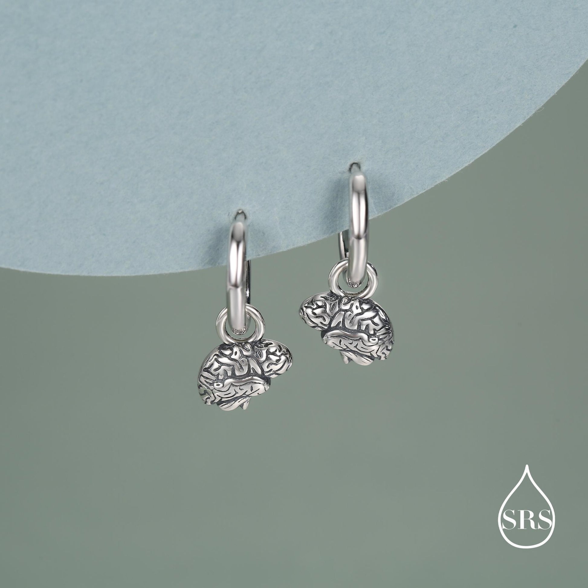 Sterling Silver Brain Huggie Hoop Earrings