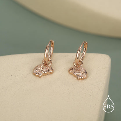 Sterling Silver Brain Huggie Hoop Earrings