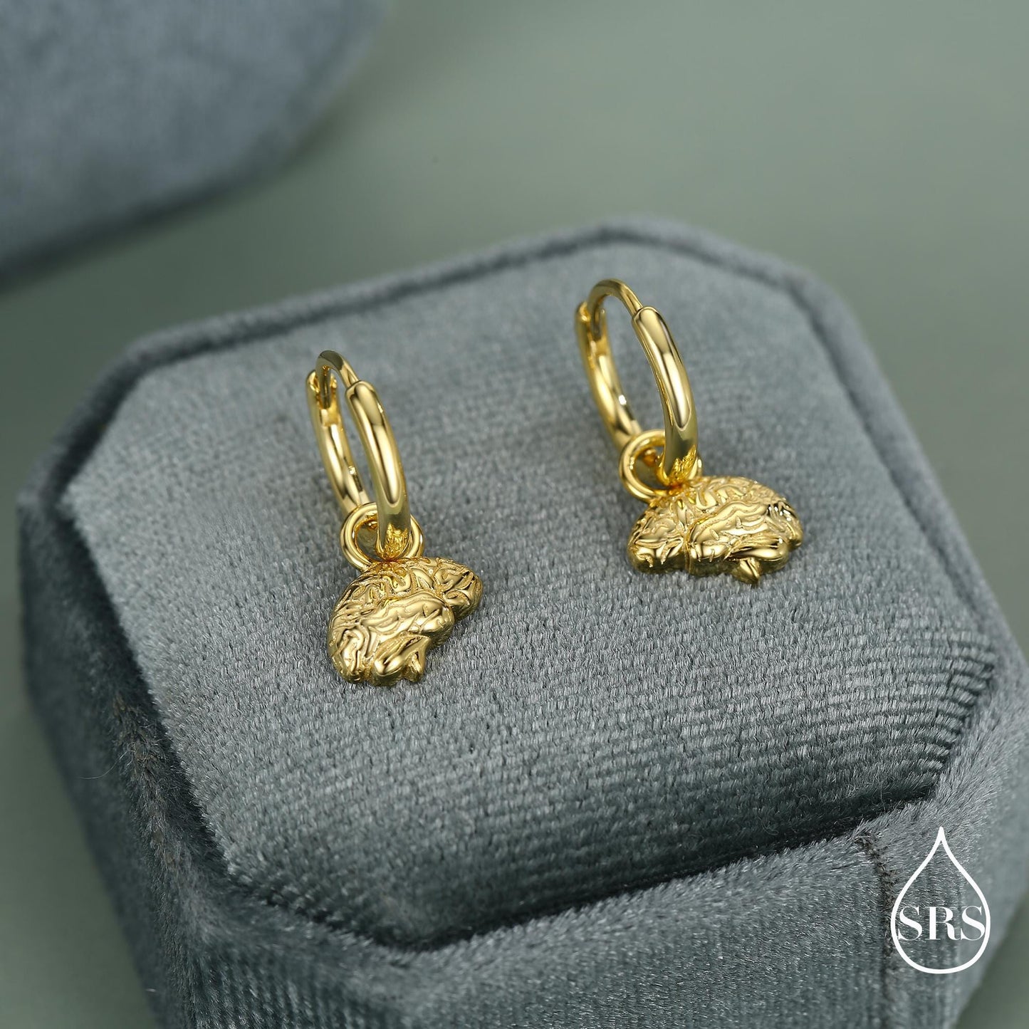 Sterling Silver Brain Huggie Hoop Earrings