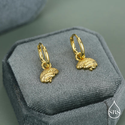 Sterling Silver Brain Huggie Hoop Earrings