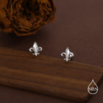 Sterling Silver Fleur de Lis 18G Screw Back Earrings with Ball Backs