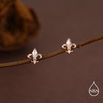 Sterling Silver Fleur de Lis 18G Screw Back Earrings with Ball Backs
