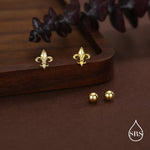 Sterling Silver Fleur de Lis 18G Screw Back Earrings with Ball Backs