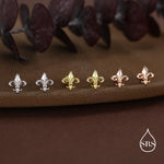 Sterling Silver Fleur de Lis 18G Screw Back Earrings with Ball Backs