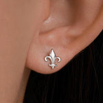 Sterling Silver Fleur De Lis Stud Earrings, Silver or Gold or Rose Gold, fleur-de-lis Earrings, Floral Earrings,