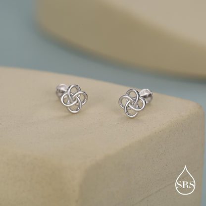 Sterling Silver Celtic Knot 16g Flat Back Stud Earrings UK