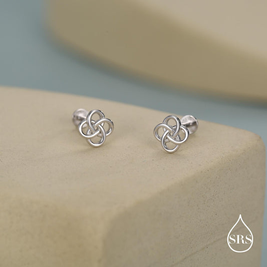 Sterling Silver Celtic Knot 16g Flat Back Stud Earrings UK