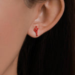 Sterling Silver Asymmetric Red Coral Branch Stud Earrings