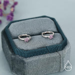 Sterling Silver Pink Crystal Cluster Huggie Hoop Earrings