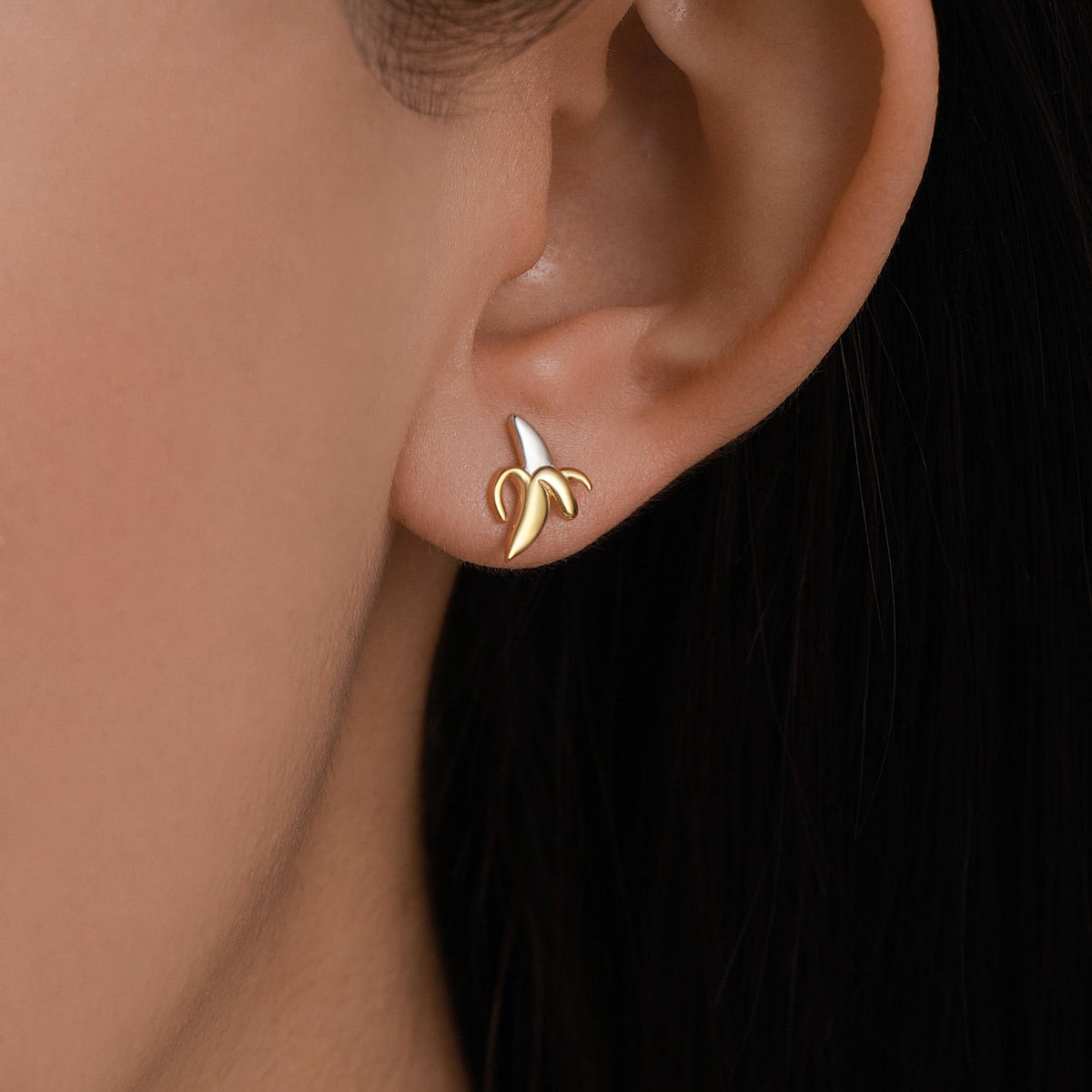 Mismatched Monkey and Banana Stud Earrings