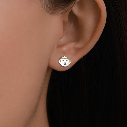 Sterling Silver Monkey and Banana Mismatched Stud Earrings