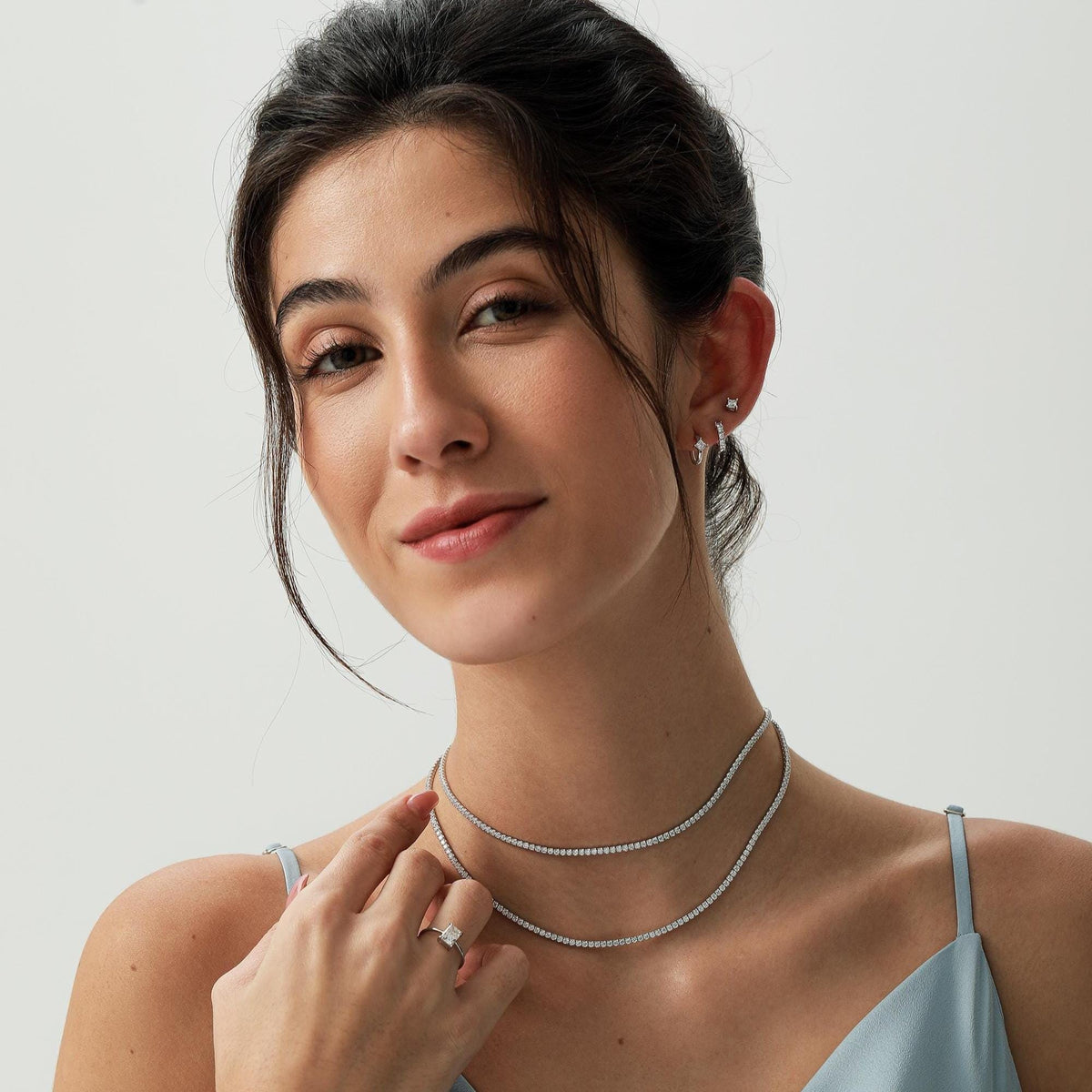 Princess Cut CZ Huggie Hoop in Sterling Silver, Silver or Gold, Minimalist Simple Hoop Earrings