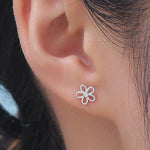 Small Forget-me-not Flower Blossom Stud Earrings in Sterling Silver, Nature Inspired Dainty Jewellery E59