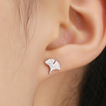 Tiny Ginkgo Leaf Stud Earrings in Sterling Silver, Silver, Gold or Rose Gold, Small Leaf Earrings, Cute Leaf Earrings