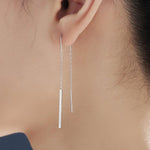 Sterling Silver Minimalist Bar Ear Threaders, Silver or Gold or Rose Gold, U Shape Bar Threader Earrings, Dainty Minimal Dangle Earrings
