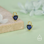 Sterling Silver Trillion Cut Sapphire Blue CZ Charms for Huggie Hoops Earrings
