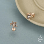 Turtle 16G Internally Threaded Flat Back Earrings in Sterling Silver, Animal Earrings