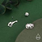 Sterling Silver Elephant & Giraffe Stud Earrings