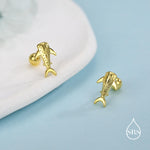 Sterling Silver Shark 18G Screw Back Stud Earrings with Ball Backs