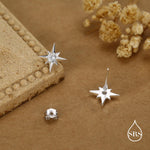 Sterling Silver Starburst CZ Stud Earrings