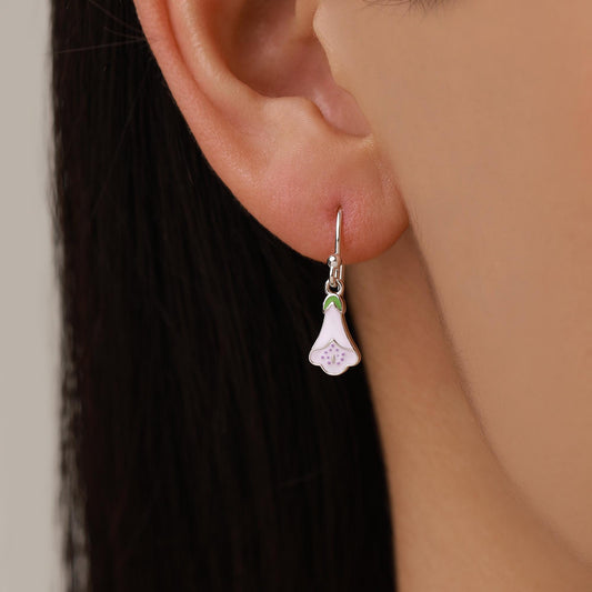 Sterling Silver Enamel Foxglove Flower Drop Earrings