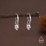 Sterling Silver Tiny Skull Hoop Earrings, 8mm Hoops, Detachable Charm Hoop Earrings, Silver or Gold, Interchangeable
