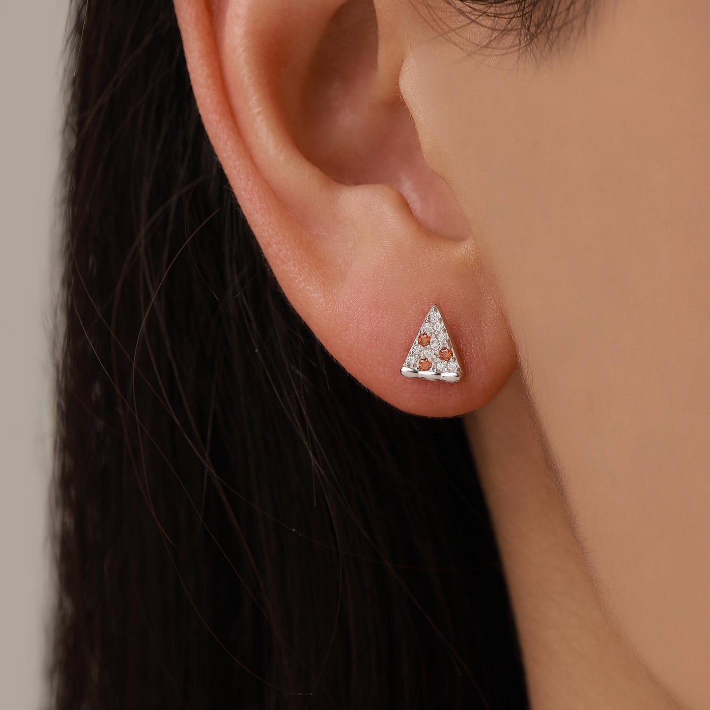 Sterling Silver Mismatched Pizza Slice and Seagull Stud Earrings – Fun Food & Bird Jewellery