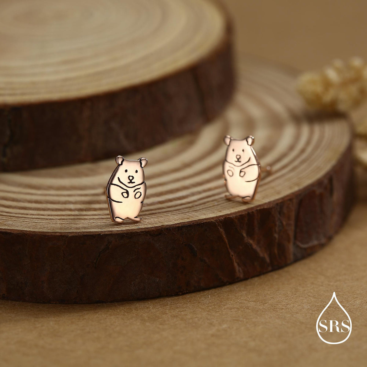 Kawaii Hamster Stud Earrings in Sterling Silver, Cute Hamster Earrings, Pet Earrings, Pet Jewellery