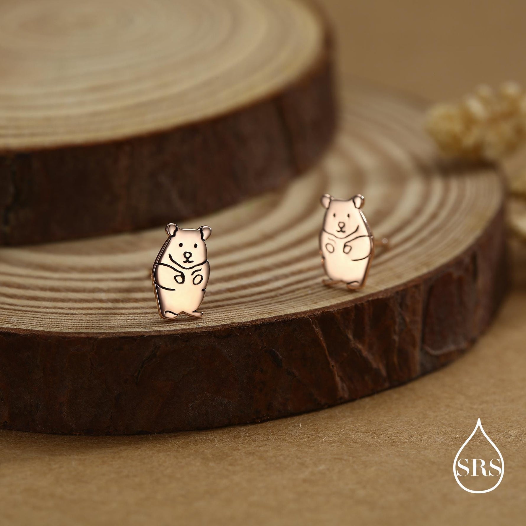 Kawaii Hamster Stud Earrings in Sterling Silver, Cute Hamster Earrings, Pet Earrings, Pet Jewellery