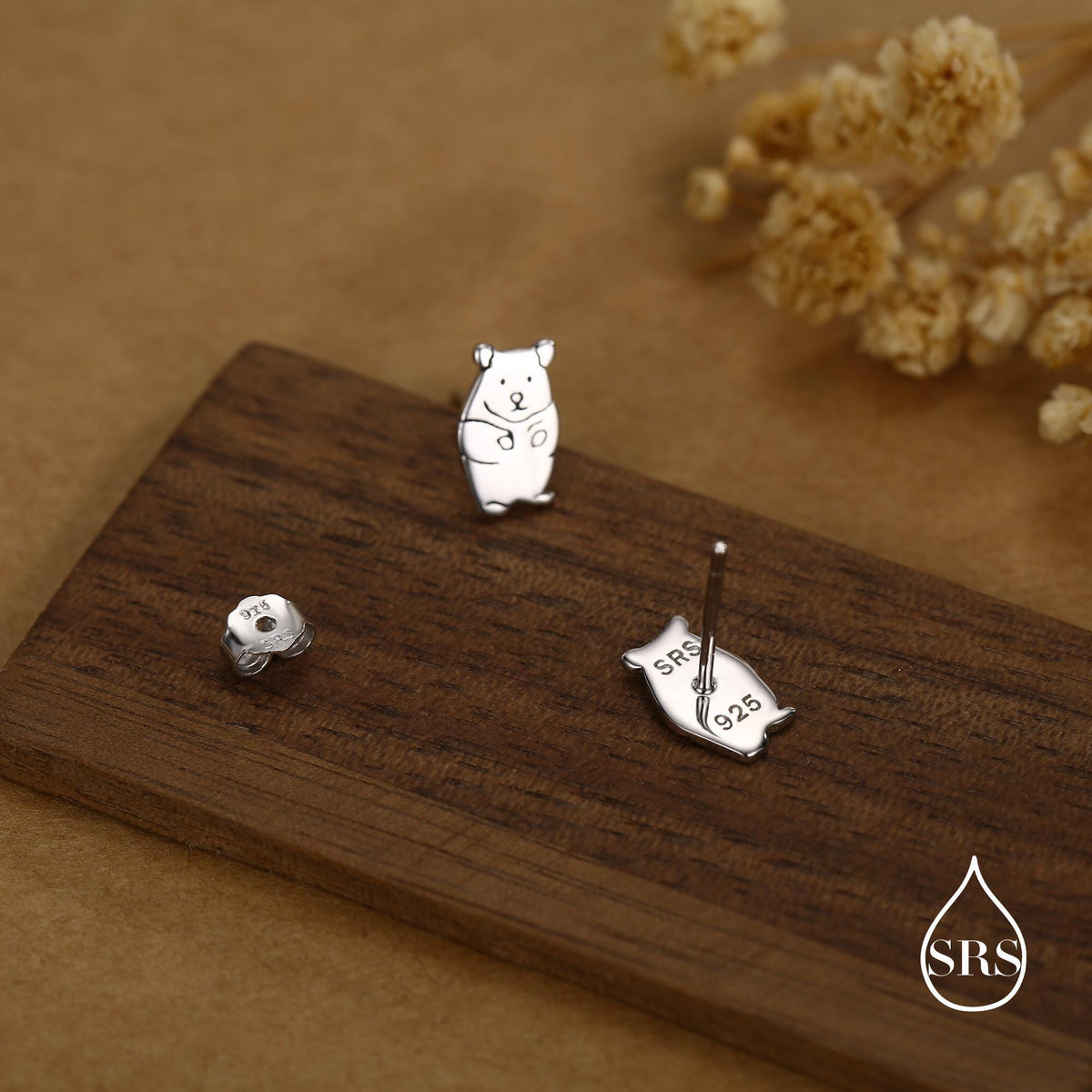 Kawaii Hamster Stud Earrings in Sterling Silver, Cute Hamster Earrings, Pet Earrings, Pet Jewellery