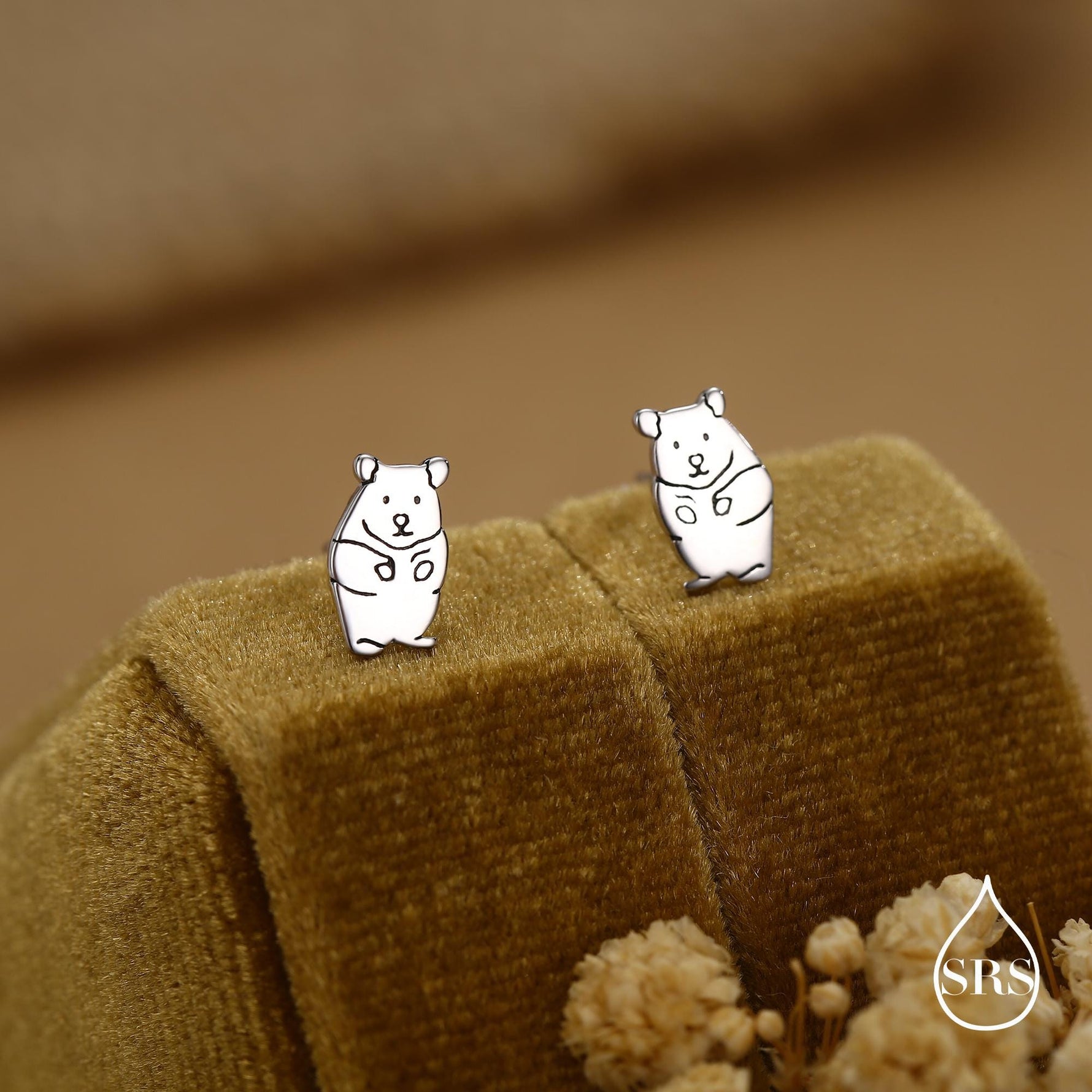 Kawaii Hamster Stud Earrings in Sterling Silver, Cute Hamster Earrings, Pet Earrings, Pet Jewellery