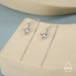 CZ Starburst U Shape Threader Earrings in Sterling Silver