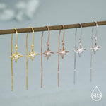 CZ Starburst U Shape Threader Earrings in Sterling Silver