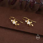Pearl Mistletoe Hook Earrings